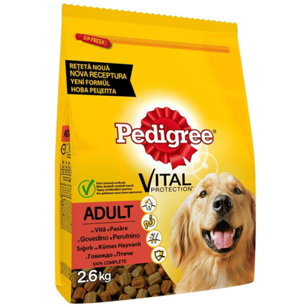 Pedigree Sığır Etli ve Kümes Hayvanlı Yetişkin Köpek Maması 2,6kg